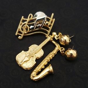 Musical Notes Pin and Music earrings
